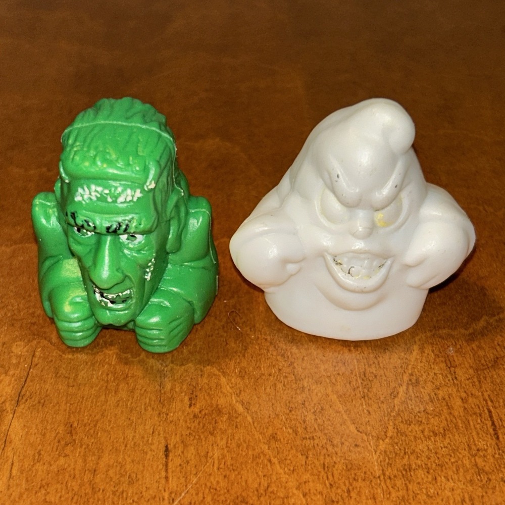 1990 PLC Freaky Friends Ghost & Franken Finger Puppet P.L.C. Halloween Vintage